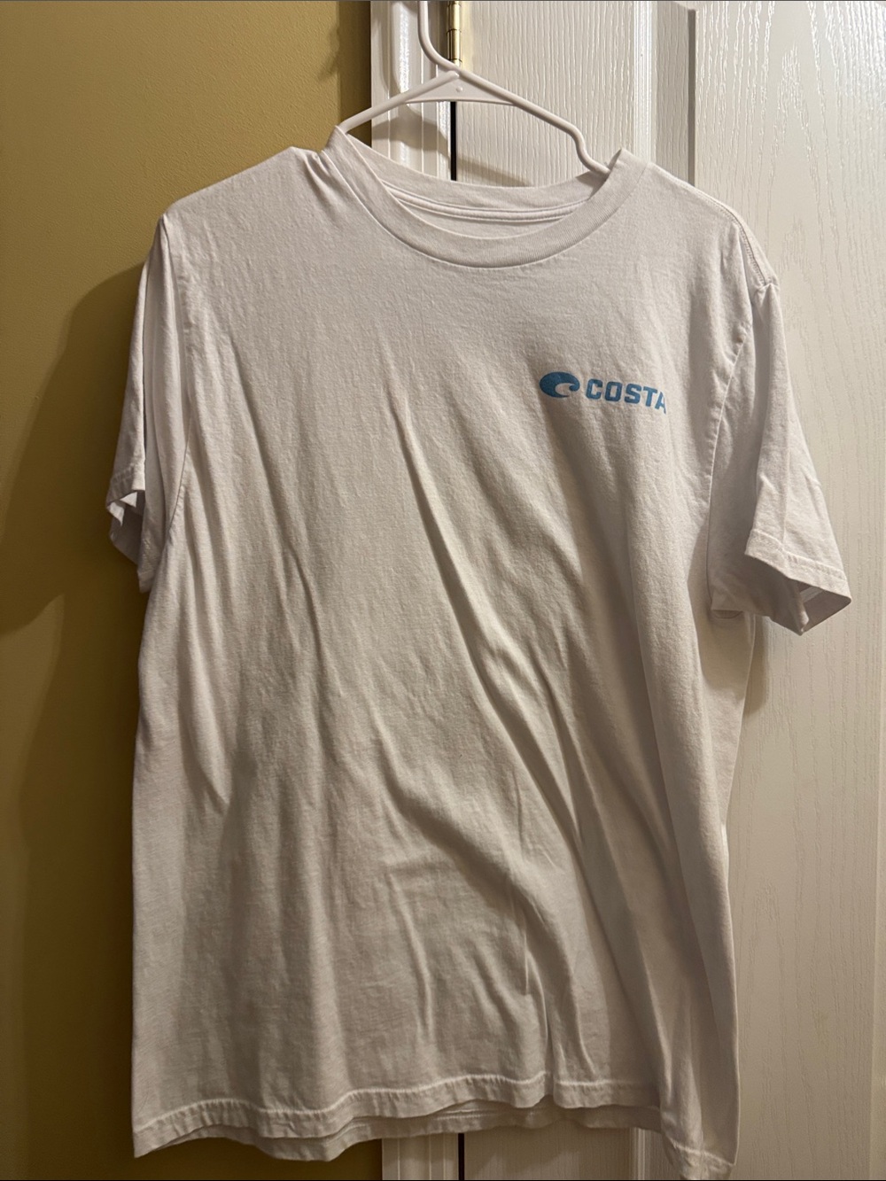 Costa White Short Sleeve Tee with Light Blue Logo